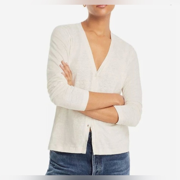 Eileen Fisher Linen & Silk Cardigan Button Down Oatmeal. Size S. - Picture 2 of 9